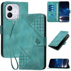 Custodia in pelle con motivo a farfalla in rilievo per Honor 400 Lite con cordino (azzurro chiaro)