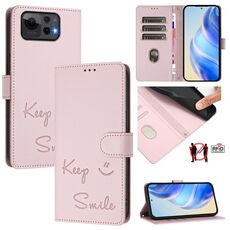 Per Asus Zenfone 12 Ultra Smile Embossing RFID Custodia in pelle per telefono (rosa)