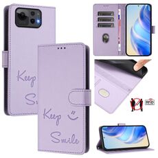 Per Asus Zenfone 12 Ultra Smile Embossing RFID Custodia in pelle per telefono (viola chiaro)