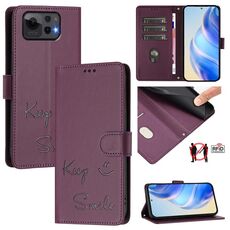 Per Asus Zenfone 12 Ultra Smile Embossing RFID Custodia in pelle per telefono (viola)