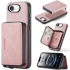 Per iPhone 16e JEEHOOD J02 Custodia per telefono in pelle con cerniera magnetica orizzontale (rosa)