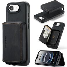 Per iPhone 16e JEEHOOD J02 Custodia per telefono in pelle con cerniera magnetica orizzontale (nero)