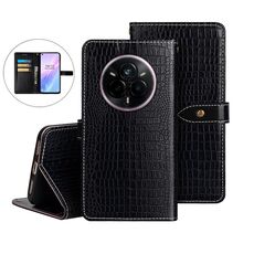 Per Realme 14 Pro 5G idewei Custodia per telefono in pelle con texture di coccodrillo (nero)