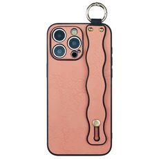 Per iPhone 16 Pro Max Custodia per telefono in TPU con supporto per cinturino ondulato (rosa)