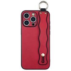 Per iPhone 16 Pro Max Custodia per telefono in TPU con supporto per cinturino ondulato (rosso)