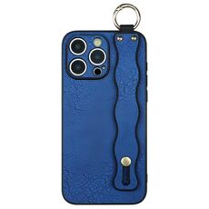 Per iPhone 16 Pro Wavy Wristband Bracket Custodia per telefono in TPU (blu)