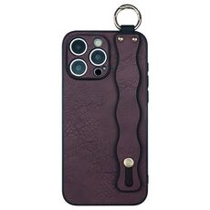 Per iPhone 16 Pro Wavy Wristband Bracket Custodia per telefono in TPU (rosso vino)