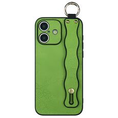 Per iPhone 16 Plus Custodia per telefono in TPU con supporto per cinturino ondulato (verde)
