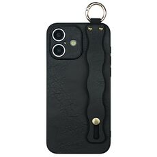Per iPhone 16 Plus Custodia per telefono TPU con supporto per cinturino ondulato (nero)