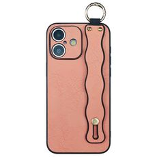 Per iPhone 16 Plus Custodia per telefono in TPU con supporto per cinturino ondulato (rosa)