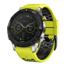 Per Garmin Fenix ​​7X 26mm Kalebol Three Rows Hole Two Color Silicone Watch Band (Lime Green Black)