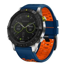 Per Garmin Fenix ​​7 22mm Kalebol Three Rows Hole Two Color Silicone Watch Band (Royal Blue Orange)