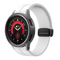 Per Samsung Galaxy Watch7 / 6 / 5 Kalebol Concave Folding Magnetic Buckle Silicone Strap (Bianco)