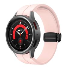 Per Samsung Galaxy Watch7 / 6 / 5 Kalebol Concave Folding Magnetic Buckle Silicone Strap (Rosa)