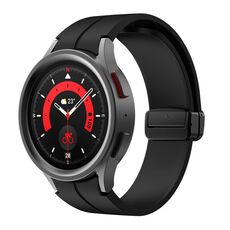 Per Samsung Galaxy Watch7 / 6 / 5 Kalebol Concave Folding Magnetic Buckle Silicone Strap (Nero)
