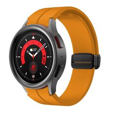 Per Samsung Galaxy Watch7 / 6 / 5 Kalebol Concave Folding Magnetic Buckle Silicone Strap (Giallo)