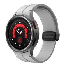 Per Samsung Galaxy Watch7 / 6 / 5 Kalebol Concave Folding Magnetic Buckle Silicone Strap (Grigio)