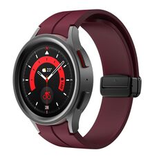 Per Samsung Galaxy Watch7 / 6 / 5 Kalebol Concave Folding Magnetic Buckle Silicone Strap (Rosso Vino)