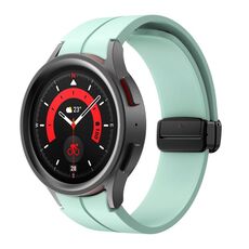 Per Samsung Galaxy Watch7 / 6 / 5 Kalebol Concave Folding Magnetic Buckle Silicone Strap (verde chiaro)