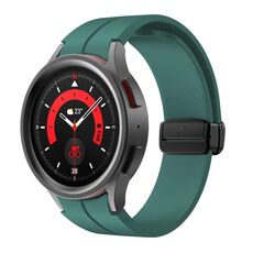 Per Samsung Galaxy Watch7 / 6 / 5 Kalebol Concave Folding Magnetic Buckle Silicone Strap (Ago di pino verde)