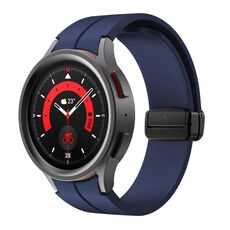 Per Samsung Galaxy Watch7 / 6 / 5 Kalebol Concave Folding Magnetic Buckle Silicone Strap (Blu notte)