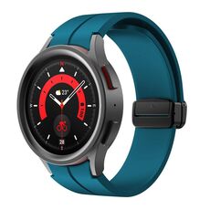 Per Samsung Galaxy Watch7 / 6 / 5 Kalebol Concave Folding Magnetic Buckle Silicone Strap (Rock Blue)