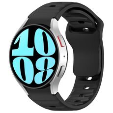 Per Samsung Galaxy Watch7 / 6 / 5 Kalebol Reverse Buckle Wave Pattern Silicone Strap (Nero)