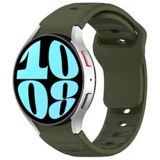 Per Samsung Galaxy Watch7 / 6 / 5 Kalebol Reverse Buckle Wave Pattern Silicone Strap (verde militare)