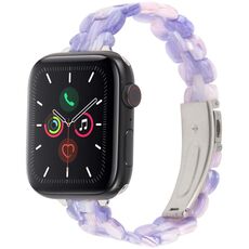 Per Apple Watch 42mm / 41mm / 40mm / 38mm Cinturino in resina ovale (fiore rosa viola)