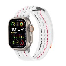 Per Apple Watch 46mm / 49mm / 45mm / 44mm Kalebol Cinturino sportivo in nylon a doppia sezione (bianco)