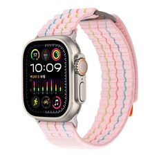 Per Apple Watch 46mm / 49mm / 45mm / 44mm Kalebol Cinturino sportivo in nylon a doppia sezione (rosa ciliegio)