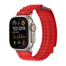 Per Apple Watch 46mm / 49mm / 45mm / 44mm Kalebol Cinturino sportivo in nylon a doppia sezione (rosso ciliegia)