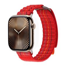 Per Apple Watch 42mm / 41mm / 40mm / 38mm Kalebol Cinturino sportivo in nylon a doppia sezione (rosso ciliegia)