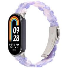 Per Xiaomi Smart Band 9/8 Cinturino in resina ovale (fiore rosa viola)
