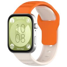 Per Huawei Watch Fit 3 Kalevol Cinturino in silicone con motivo a pois (corto arancione + lungo Starlight)