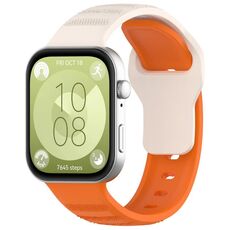 Per Huawei Watch Fit 3 Kalevol Cinturino in silicone con motivo a pois (corto Starlight + lungo arancione)