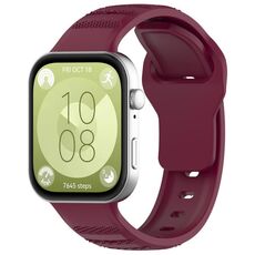 Per Huawei Watch Fit 3 Kalevol Cinturino in silicone con motivo a pois (rosso vino)
