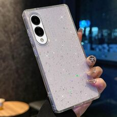 Per Samsung Galaxy S25 Edge 5G Custodia per telefono in TPU antiurto con paillettes e glitter (trasparente)