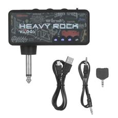 Vitoos Mini amplificatore per cuffie per chitarra elettrica con cavo audio USB e adattatore (nero)