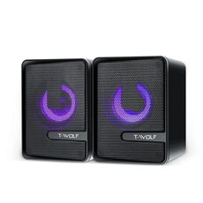 T-WOLF S3 USB/3.5mm Altoparlanti da tavolo per telefono/PC/laptop Sistema audio subwoofer a doppio diaframma (nero)