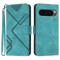 Per Google Pixel 10 Pro XL Custodia per telefono in pelle con motivo a linee (azzurro chiaro)