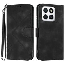 Per Honor X8c 4G Custodia per telefono in pelle con motivo a linee (nero)