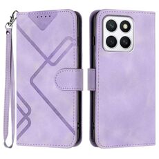 Custodia in pelle con motivo a linee per Honor X8c 4G (viola chiaro)