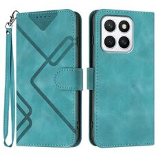 Custodia in pelle con motivo a linee per Honor X8c 4G (azzurro chiaro)