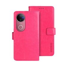 Per vivo V50 5G Global idewei Crazy Horse Texture Custodia in pelle per telefono (rosso rosa)