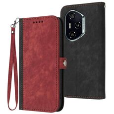 Custodia in pelle con cinturino a doppia piega e fibbia laterale per Honor 400 (rosso)