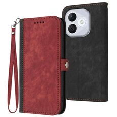 Custodia in pelle con cinturino a doppia piega e fibbia laterale per Honor 400 Lite (rosso)