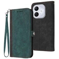 Custodia in pelle con cinturino a doppia piega e fibbia laterale per Honor 400 Lite (verde scuro)