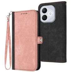 Custodia in pelle con cinturino a doppia piega e fibbia laterale per Honor 400 Lite (rosa)