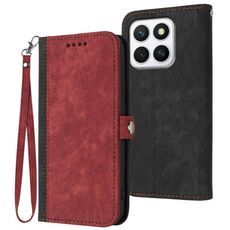 Per Honor X8c 4G Custodia per telefono in pelle con cinturino a doppia piega e fibbia laterale (rosso)